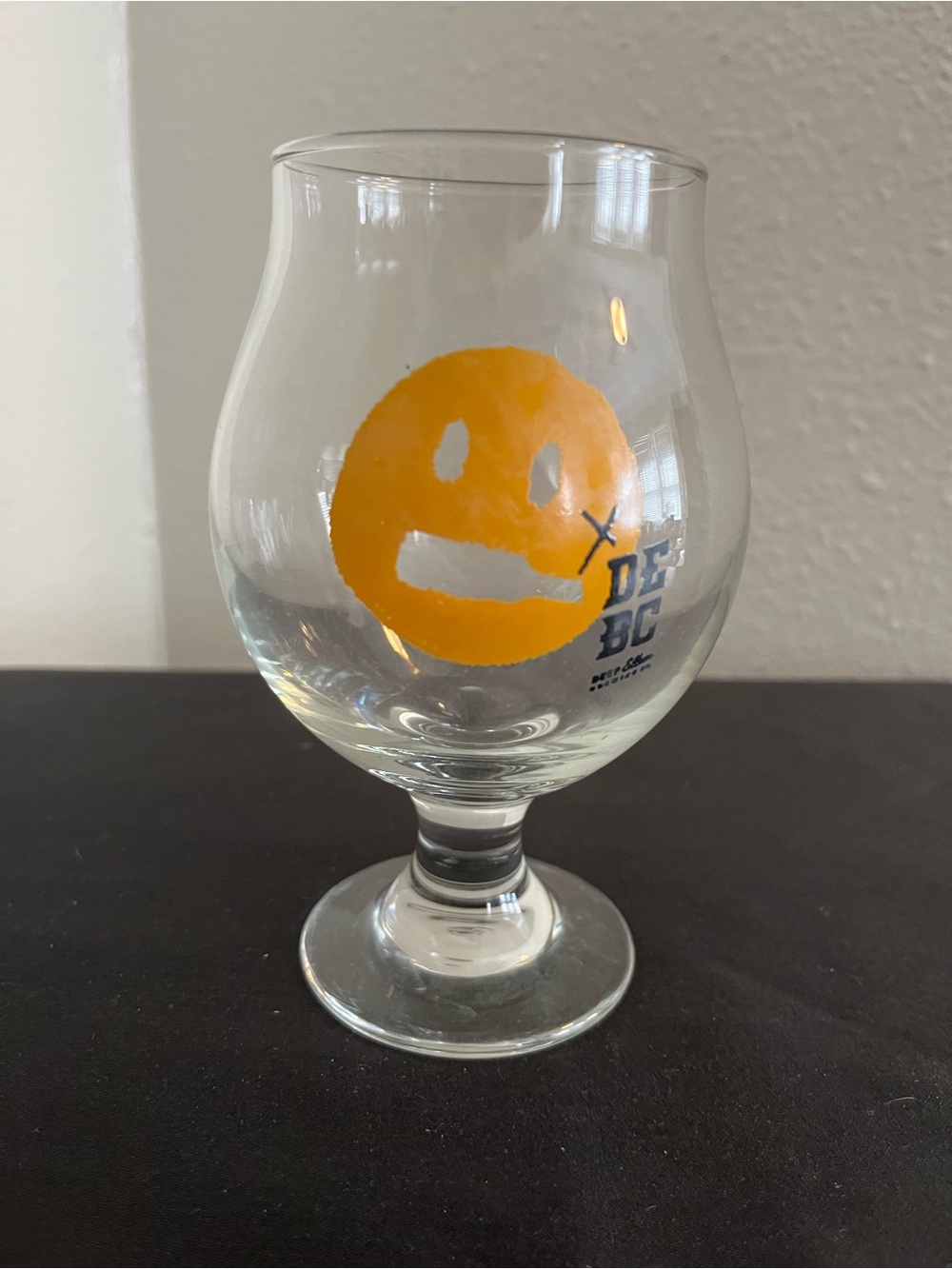 Deep Ellum Brewing Company Yellow Smiley Logo Tulip Glass